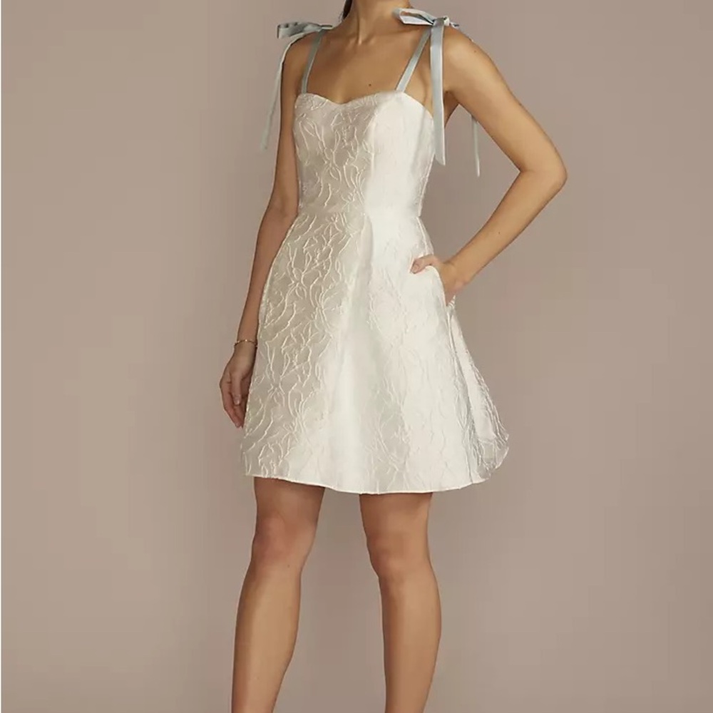 David’s Bridal | DB Studio Sweatheart Jacquard Mini Dress